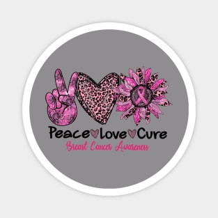 Peace Lover Cure Breast Cancer Awareness Magnet